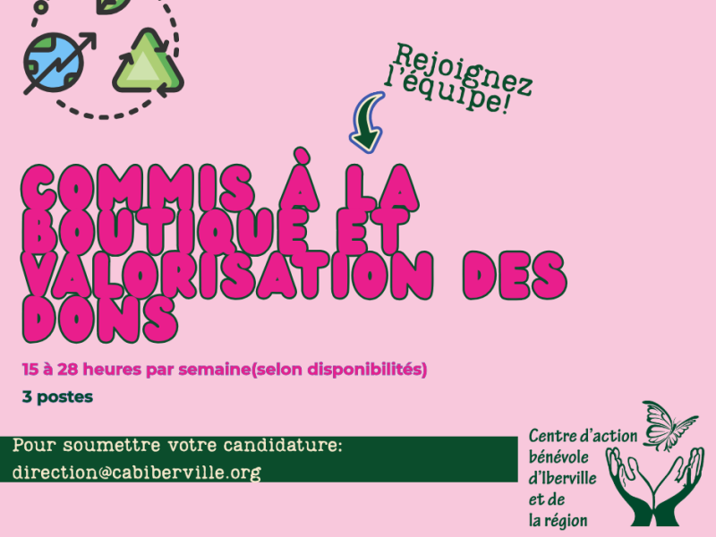 COMMIS À LA BOUTIQUE ET VALORISATION DES DONS